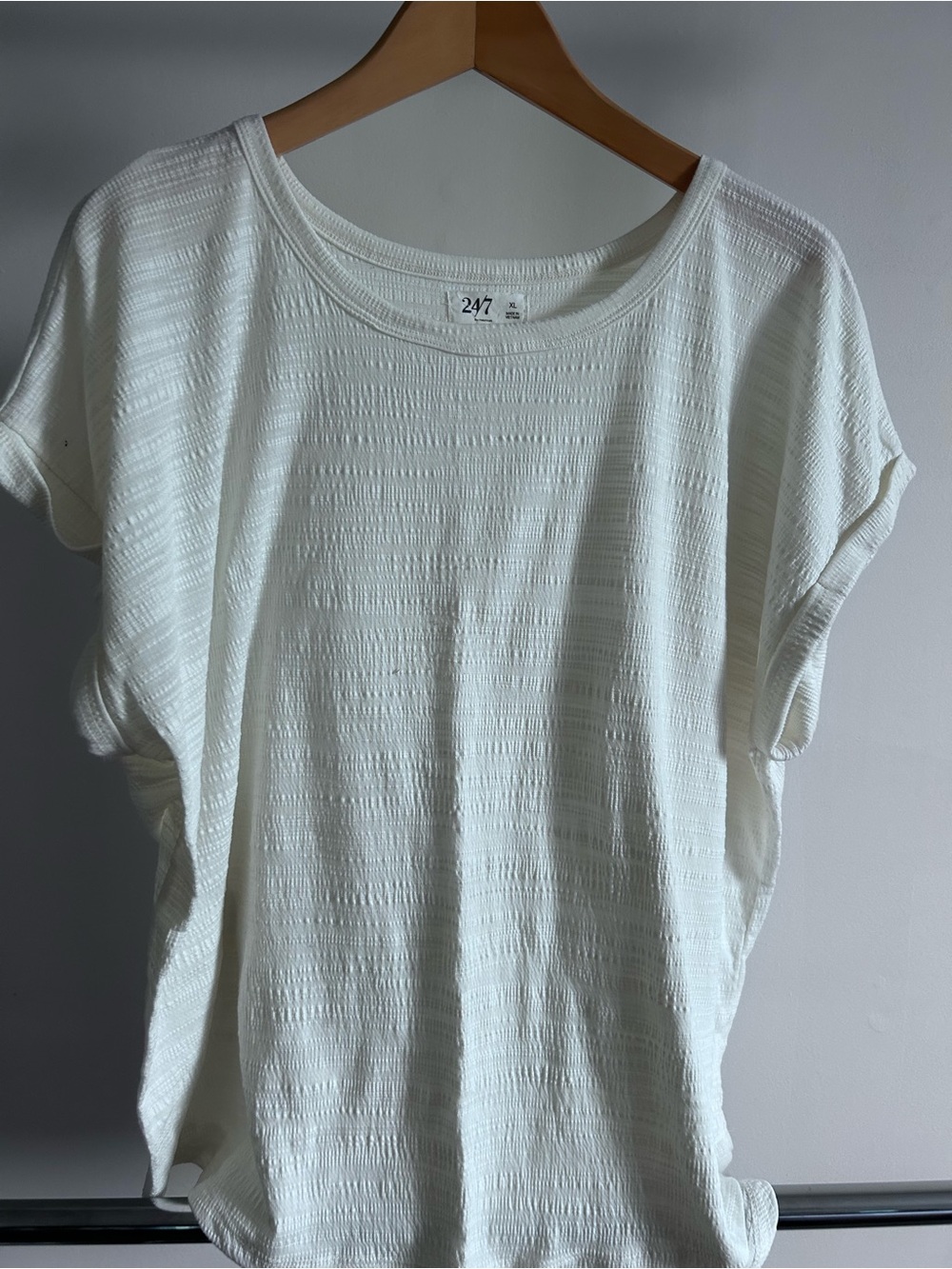 Maurices Cream Short-Sleeve Textured Tee
